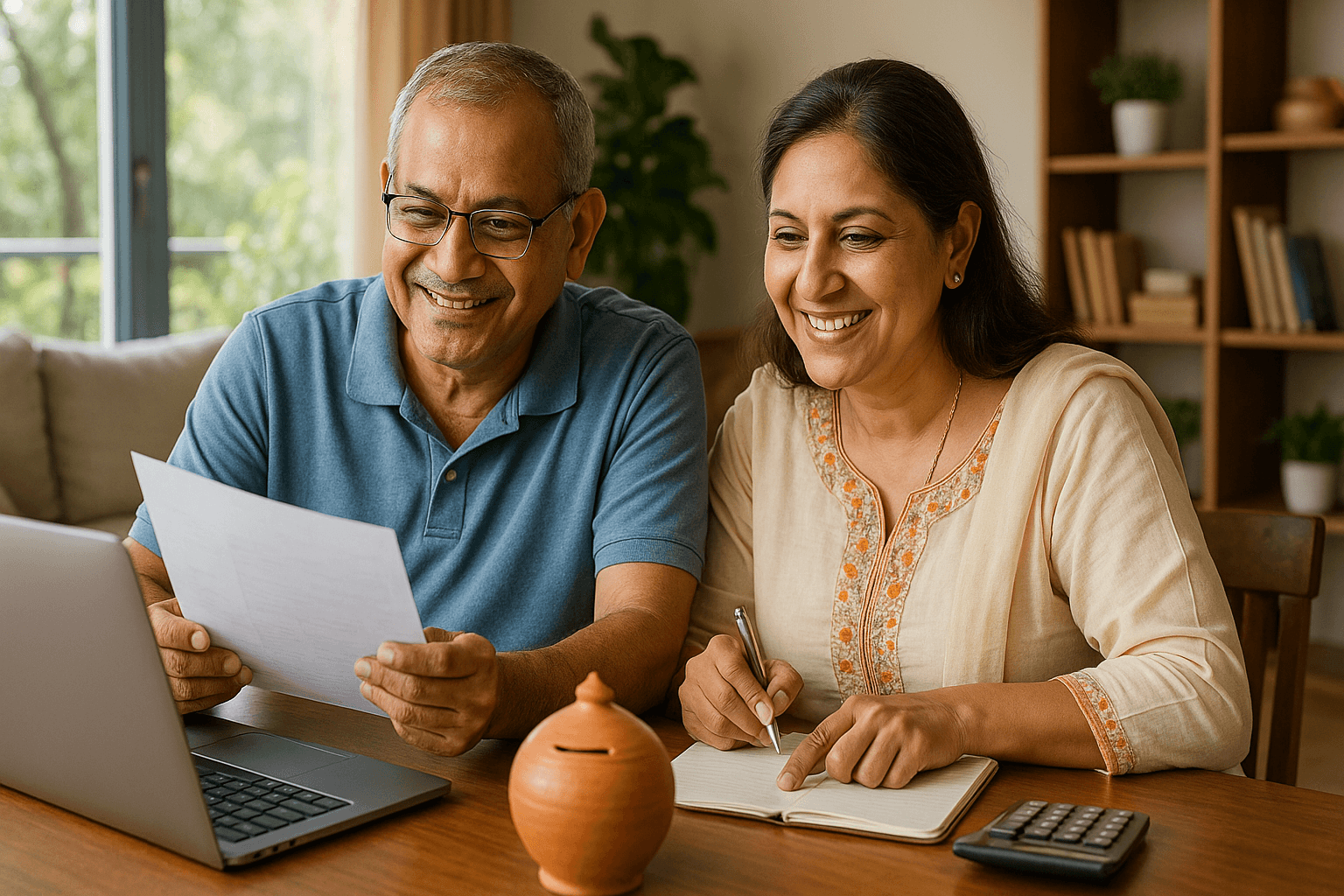 Blog banner showing a couple looking at a paper